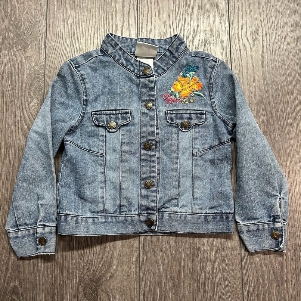 Vintage Disney Thats So Raven Denim Jacket Girls Small 5-6 Embroidered Floral